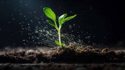 sprouting plant growing in fast-forward  AI generated illustration - obrazy, fototapety, plakaty