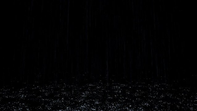 Real Rain Background Falls and Rain Falls Splash on the Ground