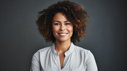 Portrait of smiling african american businesswoman looking at camera.