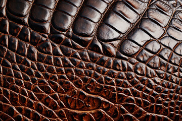 illustration of brown colored  crocodile skin texture background. Created with Generative AI