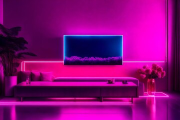 modern living room with purple sofa
