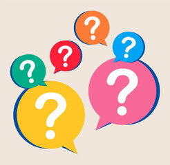 Information exchange icon, FAQ, help, question and information bubble mark. Colorful vector illustration