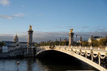 Fototapeta na wymiar Pont Alexandre III, Bridge in Paris at sunrise, France