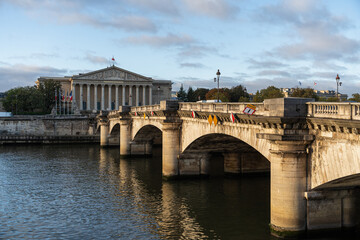 Pont de la Concorde, Bridge in Paris at sunrise, France
