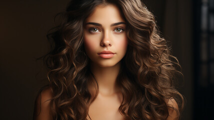 Fototapeta premium beautiful woman with long curly curly hairstyle.