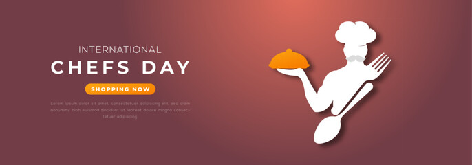 International Chefs Day Paper cut style Vector Design Illustration for Background, Poster, Banner, Advertising, Greeting Card