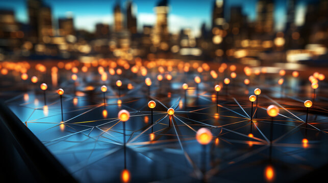 small model lighthouses that are connected with ropes and symbolize connectivity