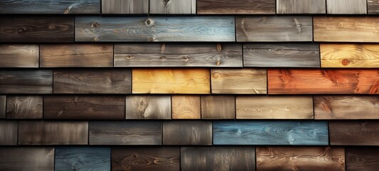 Vibrant and Dimensional Wooden Plank Wall