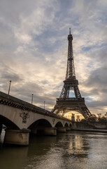 Eiffel Tower at sunrise, Paris, France. Landmark