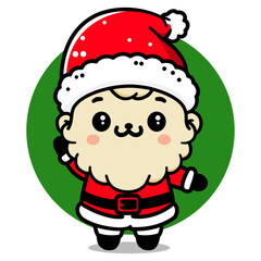 Christmas Santa Claus Character cartoon isolated on green and white background.