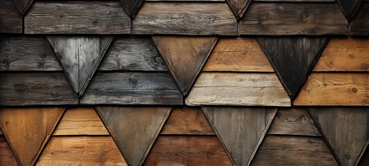 Intriguing Geometric Wooden Wall with Diverse Colored Planks