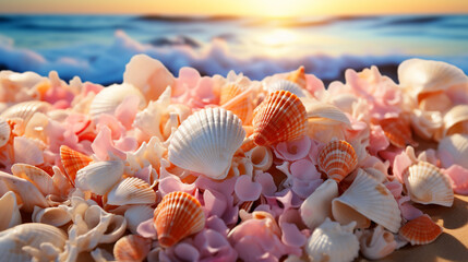 seashell on the beach HD 8K wallpaper Stock Photographic Image 