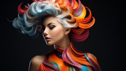 Vibrant Elegance: Stunning Lady with a Colorful and Stylish Hairstyle