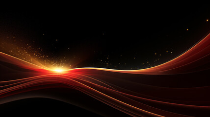 Fototapeta na wymiar Abstract futuristic background with orange blurry glowing wave and neon lines