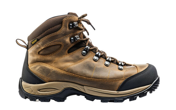 Durable Camping Boots On Isolated Background
