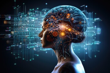analysis, brain interface, artificial intelligence, automation, big data, brain, business, cloud computing by Generative AI.