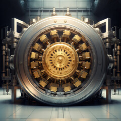 Time is Money Concept. Chrono-Fortress: Gears Safeguarding the Vault of Temporal Wealth