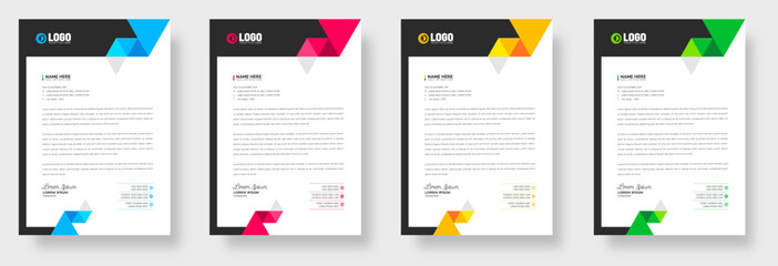 Professional Simple And Clean Elegant Flat Print Ready corporate modern business Abstract style letterhead design template set For Your Project. business letter head bundle trendy design. - obrazy, fototapety, plakaty