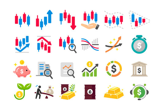 Stock market , financial investment vector icon set