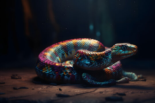 snake on black. 