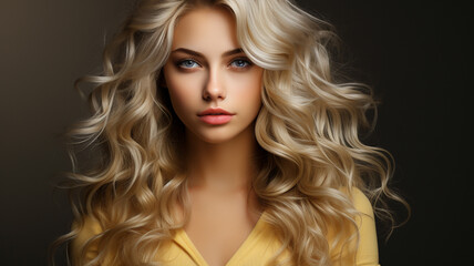 Fototapeta premium beauty woman with curly hair and makeup. beautiful girl with curly blond curly hair