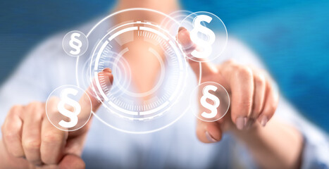 Woman touching a regulation process concept