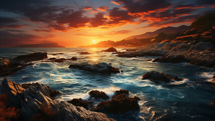 Obraz premium beautiful sunset over the sea