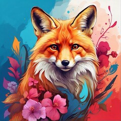 Fototapeta premium red fox cartoon