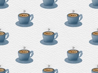 vintage tea glass set hand painted watercolor Vector isolated on white background.