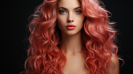 Fototapeta premium beautiful young woman with curly hair in a studio. fashion portrait.