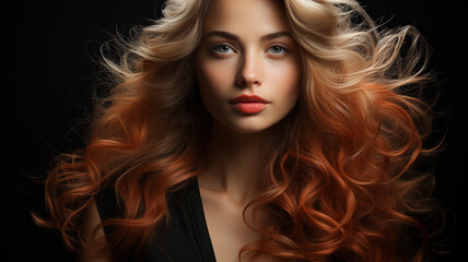 Fototapeta premium beautiful young woman with curly hair in a studio. fashion portrait.
