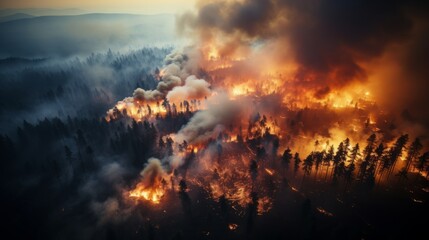 Fototapeta na wymiar An aerial view of a forest fire