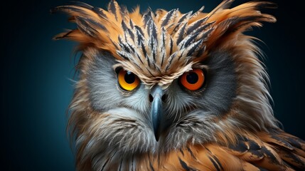 A splendid European owl adorned with striking feathe