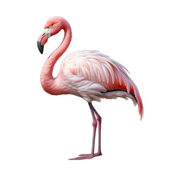 Flamingo on White Isolated on Transparent or White Background, PNG