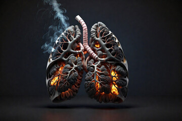 Image of a smoker's lungs on a dark background medical concept 3d illustration - obrazy, fototapety, plakaty