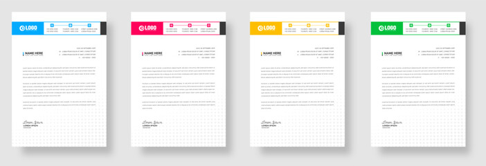 letterhead, corporate modern professional creative company official unique minimal letter head design template set with a4 size. - obrazy, fototapety, plakaty