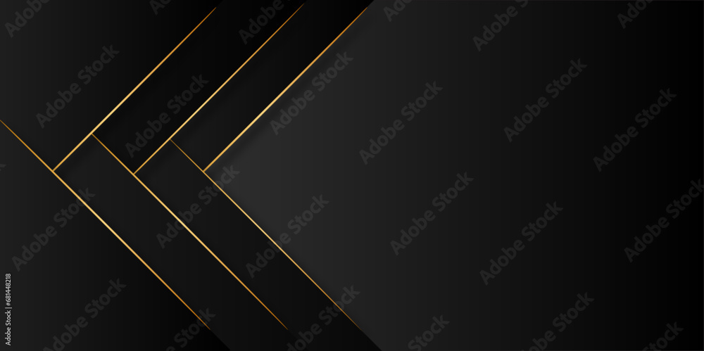 Poster abstract dark grey metallic overlap golden line light polygon mesh design modern elegant luxury gold