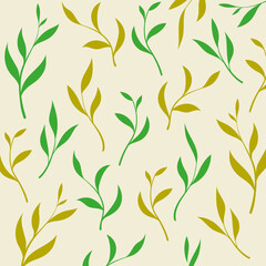 Simple hand drawn leaf pattern. Elegant colorful template for fashion print, fabric or wallpaper.