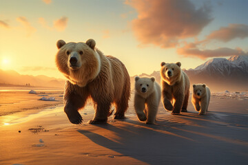 bear walking on the beach