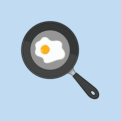 Fried Egg with Frying Pan Illustration Vector Icon Egg on Frying Pan Breakfast Vector Icon