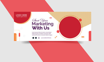 Business Facebook Cover Design Template With Photo Place Modern Layout White Background, Social Media Marketing Timeline Cover Post, 