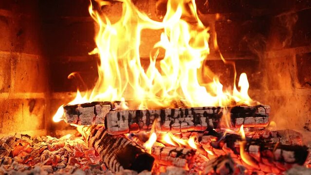 Cozy Fireplace Night. Burning fireplace will help you unwind in the perfect atmosphere.  Fireplace 4k. Asmr sleep.