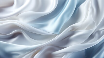 Elegant white and light blue silk background. Luxurious wedding concept. Generative AI