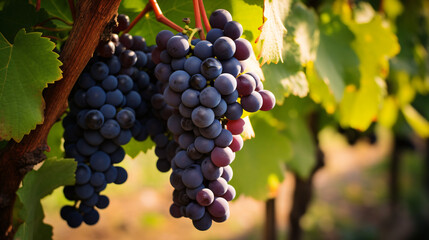 A close up image of a bunch of grapes growing