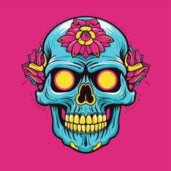 Sugar Skull Clipart Vector Illustration