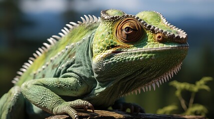 Fototapeta premium Detailed Green chameleon closeup