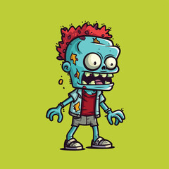 Cute Zombie Vector Illustration with Clean Lines and Bold Design