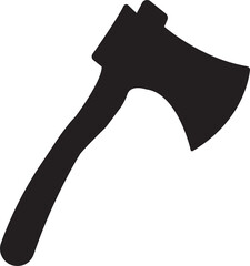 Wooden axe icon isolated on Transparent background. Element for business woodworking or lumberjack emblem or icon. Builder construction metal axe with handle made of wood. Black Axe fill icon for web.