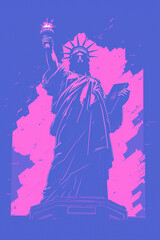 illustration of statue of liberty glitch art