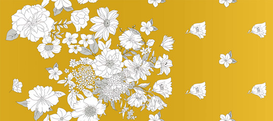 allover floral 3d pattern design for kurti saree dupatta and wallpaper